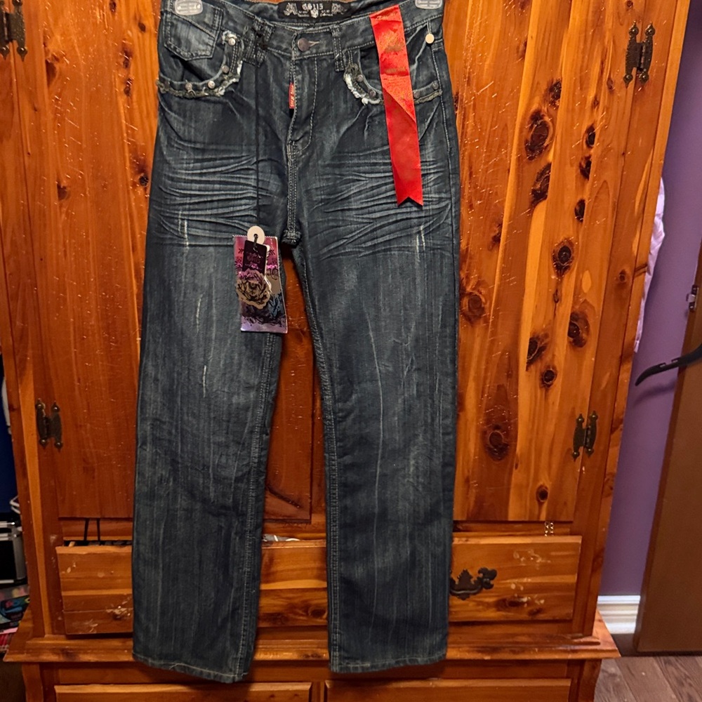 Dark Denim Jeans Waist 15” Inner Length is 29” - Picture 2 of 12